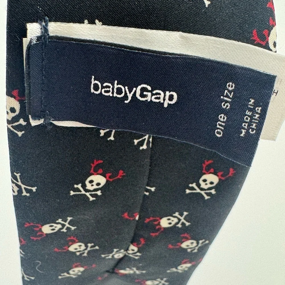 Baby Gap clip on neck tie fun skeleton pattern black formal dressy